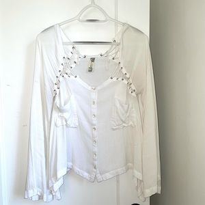 Bell Sleeve Button Up Blouse